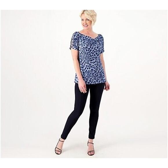 ATTITUDES BY RENEE NEW $60 Global Illusions Printed Tunic Rain Leopard XS - Picture 3 of 3